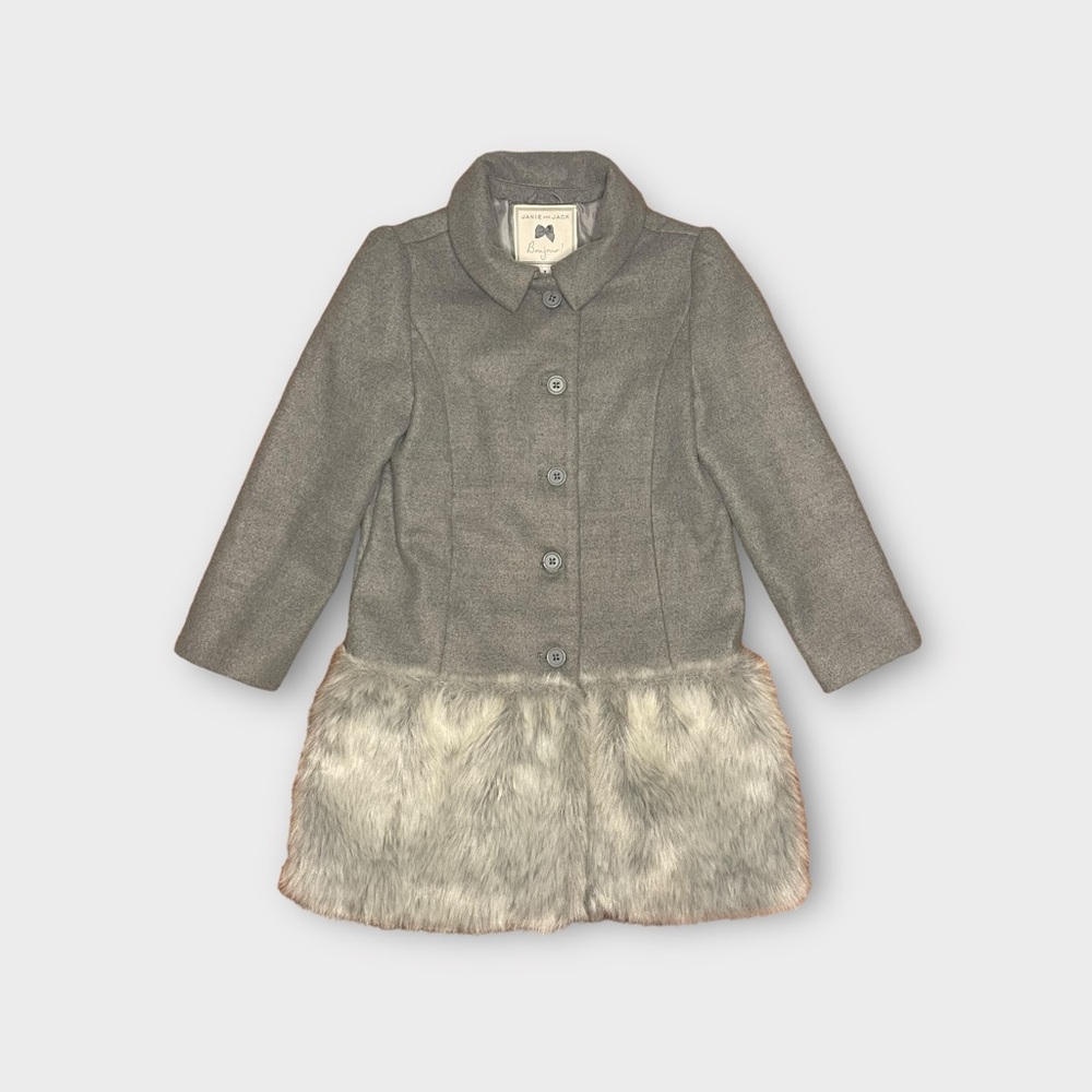 Janie and Jack Bottom Faux Fur Gray Coat